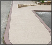 Spray-Deck applied to curbs in a darker brown, and field (walkways) in a lighter color<br /> Federal Savings and Loan, Scottsboro AL