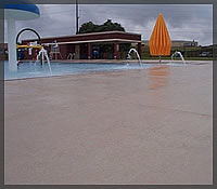 YMCA outside pool<br /> One solid color Spray Deck applied to entire pool deck<br />Stain-Crete